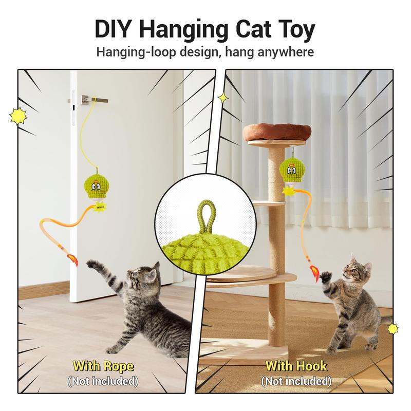 Potaroma Interactive Cat Toy with Motion Sensor, Chirping Sound & Catnip – Funny Grenade Design with Mesh Tail, Rechargeable Smart Rolling Ball for Bored Indoor Kittens & Adult Cats 3 Inches