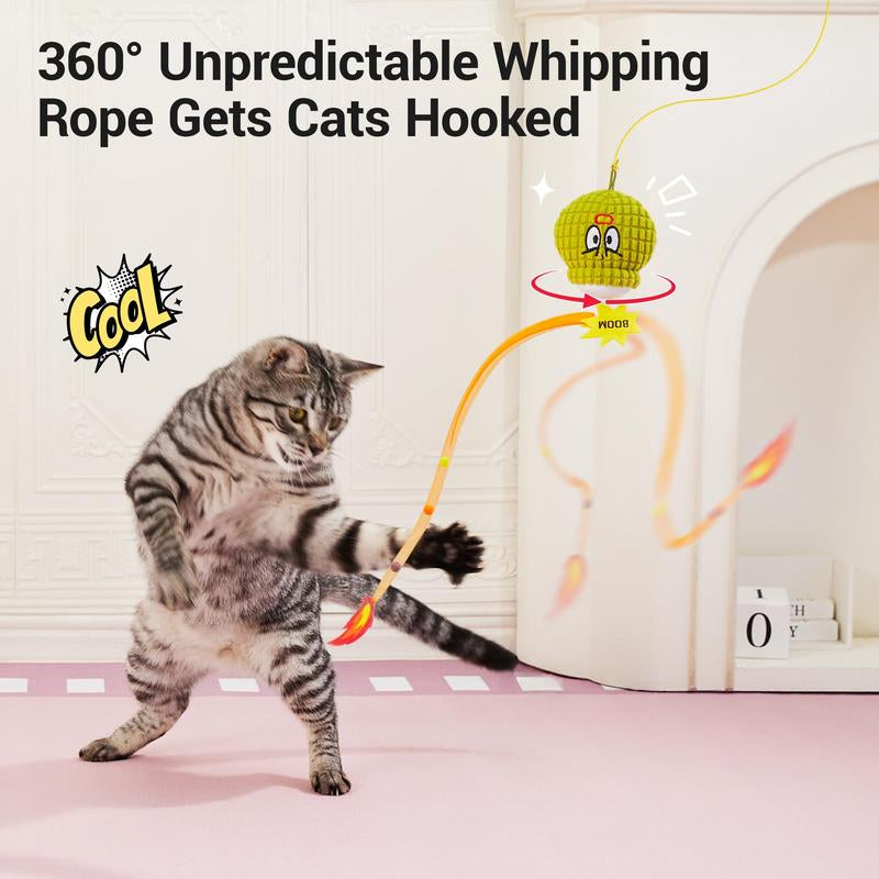 Potaroma Interactive Cat Toy with Motion Sensor, Chirping Sound & Catnip – Funny Grenade Design with Mesh Tail, Rechargeable Smart Rolling Ball for Bored Indoor Kittens & Adult Cats 3 Inches