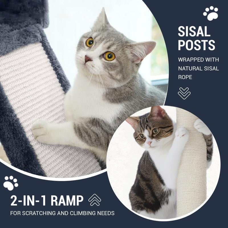 Allewie 68 Inches Cat Tree/Cat Tree House and Towers for Large Cat/Cat Climbing Tree with Cat Condo/Cat Tree Scratching Post/Multi-Level Large Cat Tree/Beige/Pink/Light Grey/Smoky Grey/Leopard Print#Tiktokshopbacktoschool