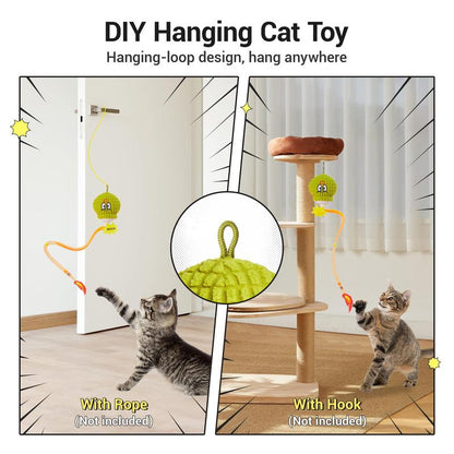 Potaroma Interactive Cat Toy with Motion Sensor, Chirping Sound & Catnip – Funny Grenade Design with Mesh Tail, Rechargeable Smart Rolling Ball for Bored Indoor Kittens & Adult Cats 3 Inches