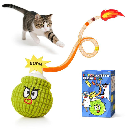 Potaroma Interactive Cat Toy with Motion Sensor, Chirping Sound & Catnip – Funny Grenade Design with Mesh Tail, Rechargeable Smart Rolling Ball for Bored Indoor Kittens & Adult Cats 3 Inches